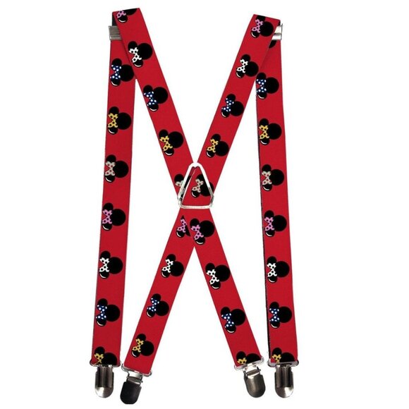 Disney Minnie Mouse Suspenders Womens One Size Red Clip End - Picture 12 of 12